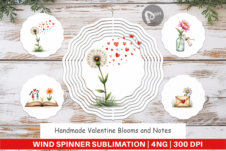 Valentine Blooms & Notes Wind Spinner