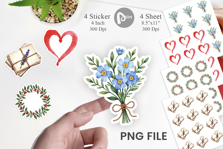 Valentine Blooms & Notes Sticker