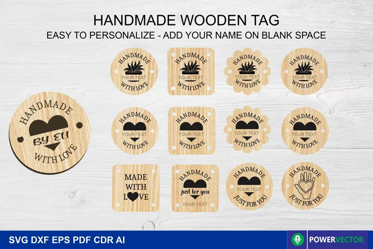 Custom Wooden Tags for Handmade -Knitting, crochet Projects