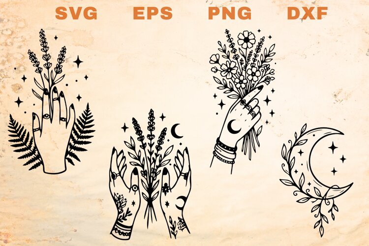 Celestial Hands and Plants SVG example image 1