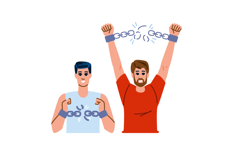 resilience hands breaking chain man vector