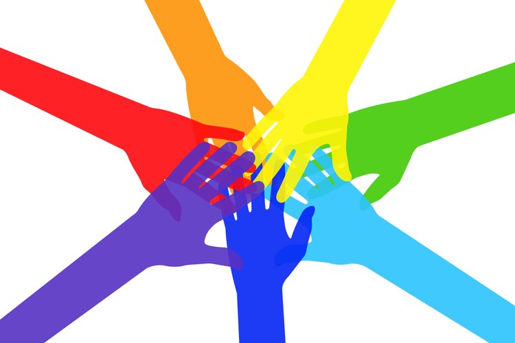 Colorful Diverse Hands Putting Together