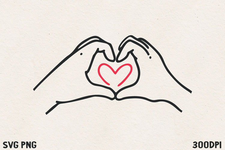 Hands Forming Heart SVG PNG | Minimal Love Gesture Valentine
