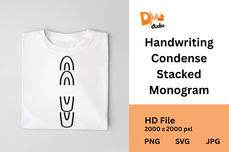 Handwriting Condense Stacked Monogram