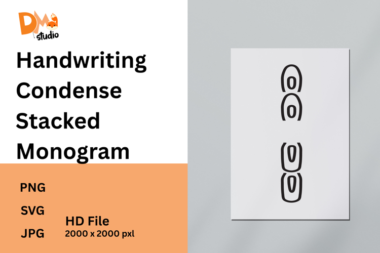 Handwriting Condense Stacked Monogram