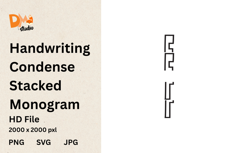 Handwriting Condense Stacked Monogram