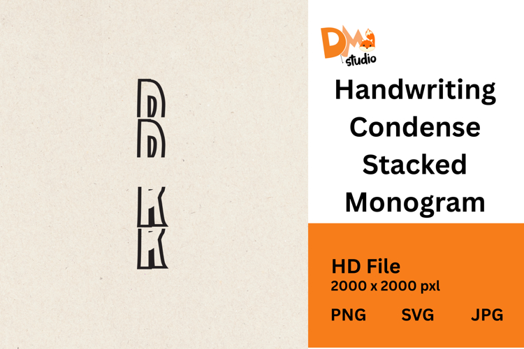 Handwriting Condense Stacked Monogram