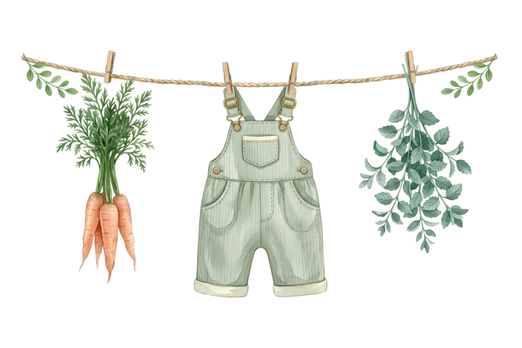 Hanged Babty Clothes With Vegies Png| Localy Grown Png