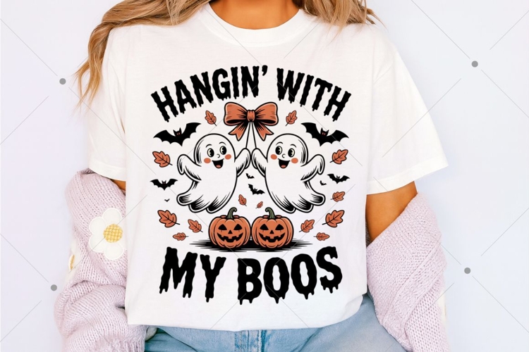 Hangin With My Boos Funny Hanging Ghosts Halloween PNG