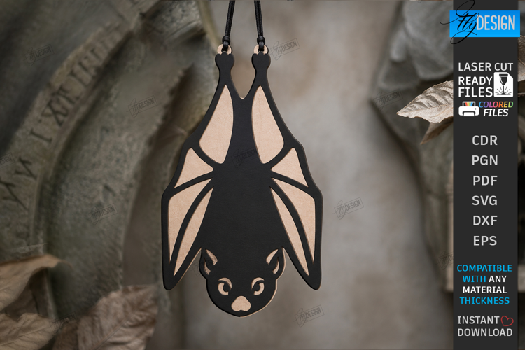 Hanging Bat Decor Laser Cut | Halloween Bat Ornament | CNC