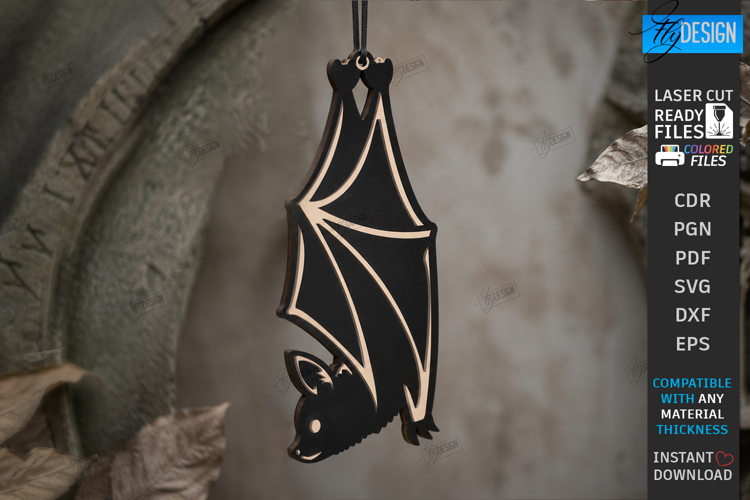Hanging Bat Decor Laser Cut | Halloween Bat Ornament | CNC