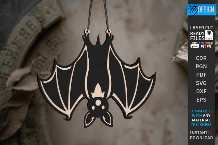 Hanging Bat Decor Laser Cut | Halloween Bat Ornament | CNC