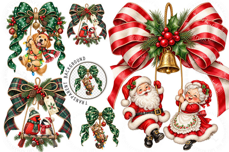 Hanging Bow Ornament Sublimation Designs example image 1