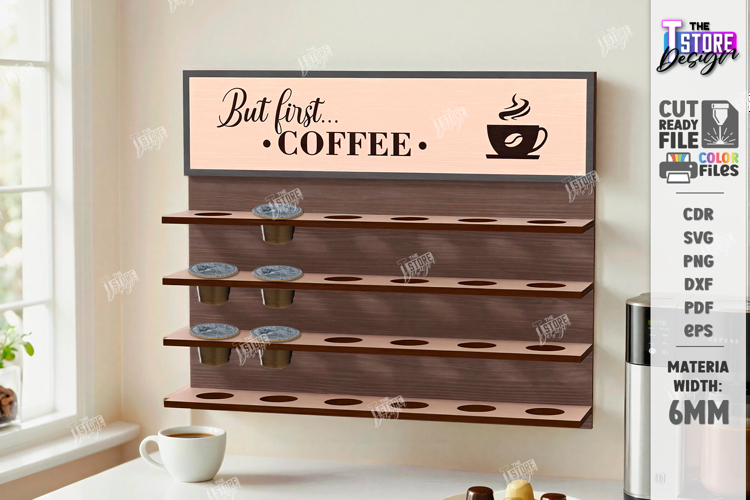 Coffee Pod Holder Laser Cut | Wall Coffee Capsule Holder SVG