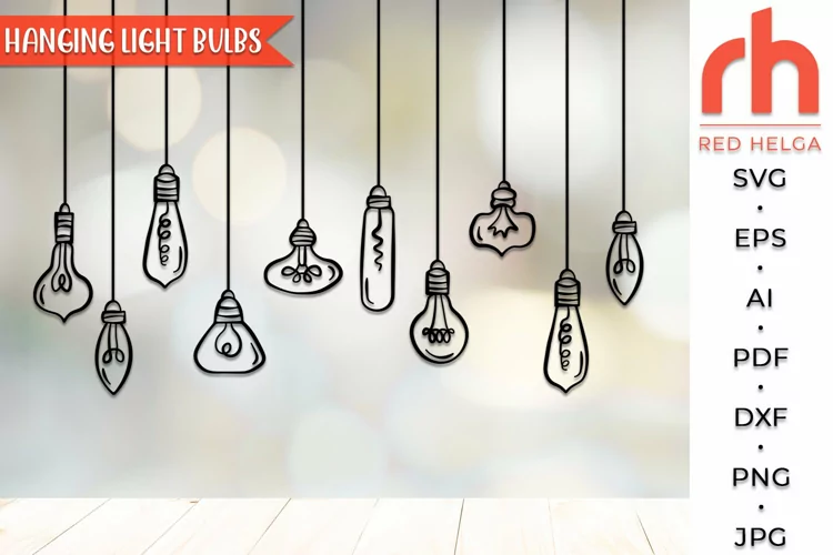 Hanging Light Bulbs SVG, Window Decor Cut File