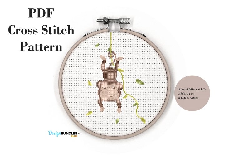 Hanging Monkey Cross Stitch Pattern PDF File | Animal Cross Stitch Patterns