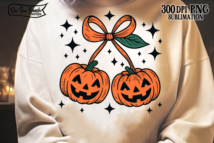 Pumpkin Cherries PNG Autumn Girly Halloween Pumpkin PNG DTF