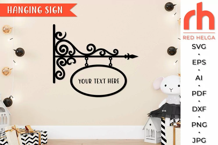 Hanging Sign SVG, Retro Signboard Cut File, Vintage Sign DXF