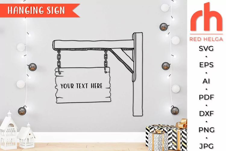 Wooden Sign SVG, Hanging Signboard Cut File, Old Sign DXF