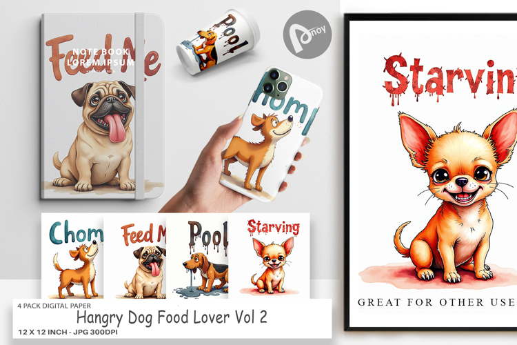Hangry Dog Food Lover Digital Paper