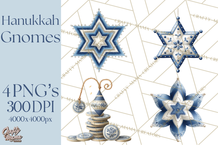 Hanukkah Gnome Clipart, Dreidel Menorah PNG, Blue Star Png