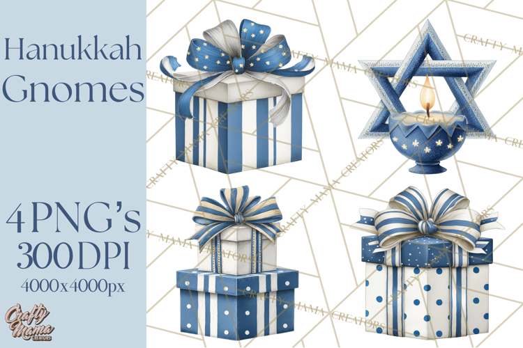 Hanukkah Gnome Clipart, Dreidel Menorah PNG, Blue Star Png