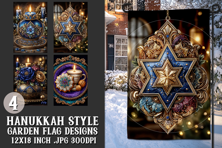 Hanukkah Garden Flag, Elegant Hanukkah Style Garden Flags s1