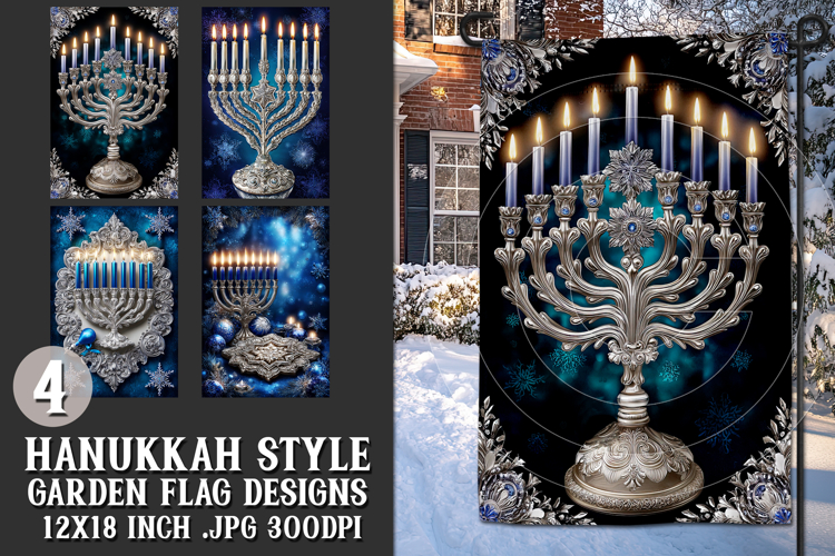 Hanukkah Garden Flag, Elegant Hanukkah Style Garden Flags 52