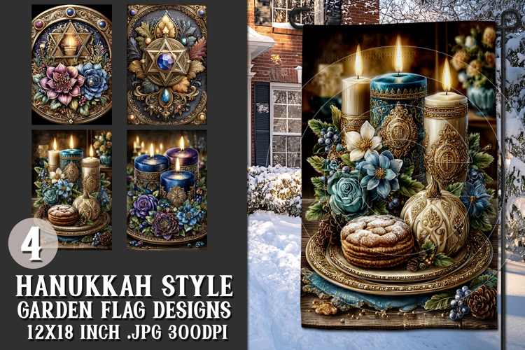 Hanukkah Garden Flag, Elegant Hanukkah Style Garden Flags s7