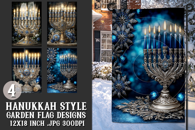 Hanukkah Garden Flag, Elegant Hanukkah Style Garden Flags 81