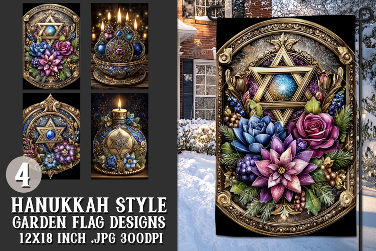 Hanukkah Garden Flag, Elegant Hanukkah Style Garden Flags 12
