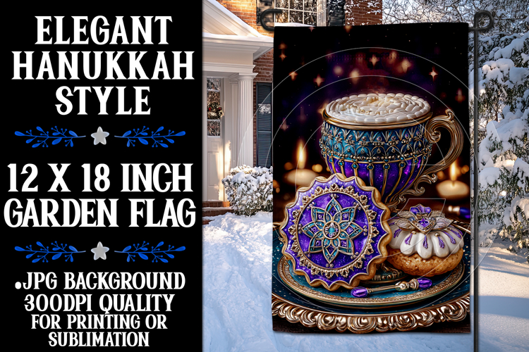 Hanukkah Garden Flag, Elegant Hanukkah Style Garden Flag d62