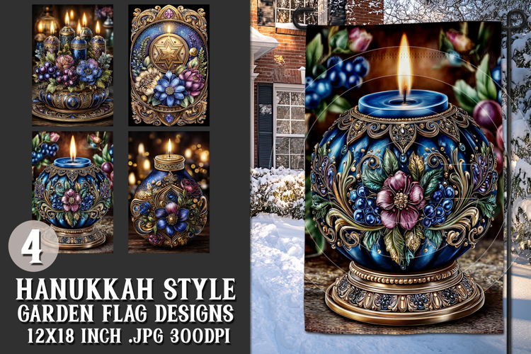 Hanukkah Garden Flag, Elegant Hanukkah Style Garden Flags s3