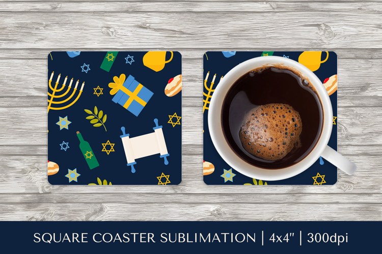 Hanukkah square coaster sublimation. Jewish coaster PNG 11