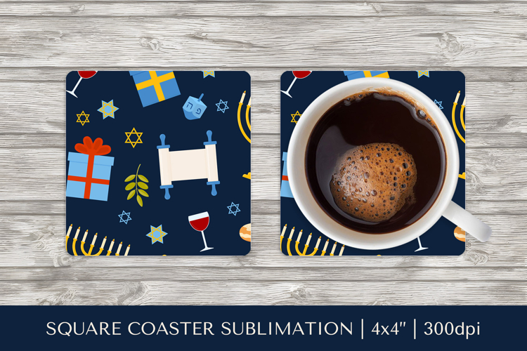 Hanukkah square coaster sublimation. Jewish coaster PNG 12