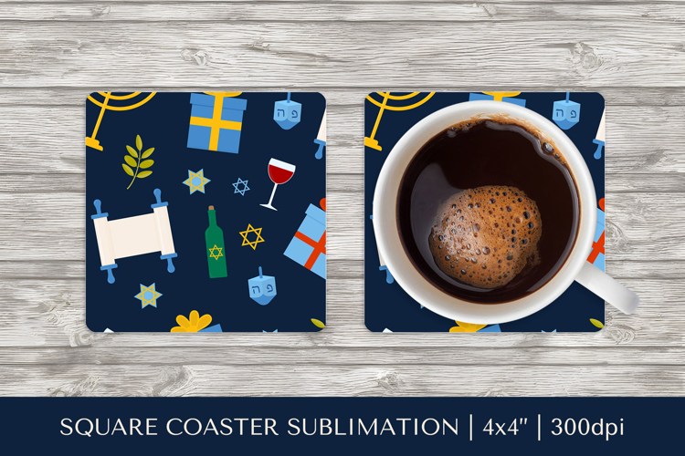 Hanukkah square coaster sublimation. Jewish coaster PNG 15