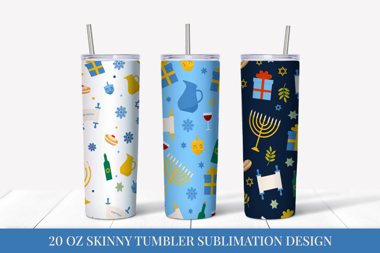Hanukkah Tumbler Wrap Sublimation. Jewish Tumbler Design 07