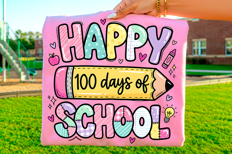 Happy 100 Days of School Pencil Sublimation T-Shirt Design