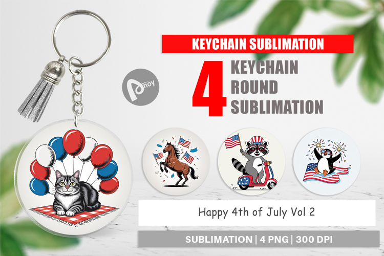 Keychain Happy 4th of July