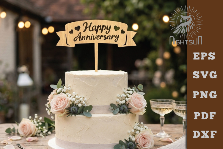 Happy Anniversary Cake Topper SVG