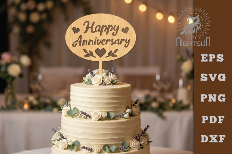 Happy Anniversary Cake Topper SVG