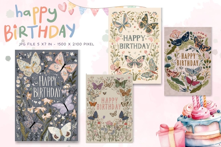 Happy Birthday Card Printable Flower Greeting Gift Card_29