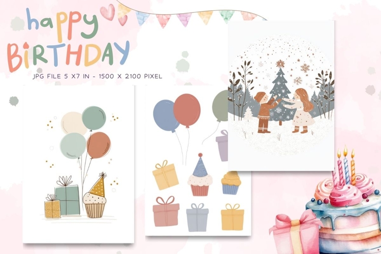 Happy Birthday Card Printable Flower Greeting Gift Card_25