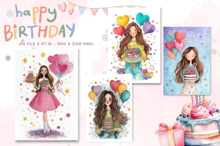 Happy Birthday Card Printable Flower Greeting Gift Card_23