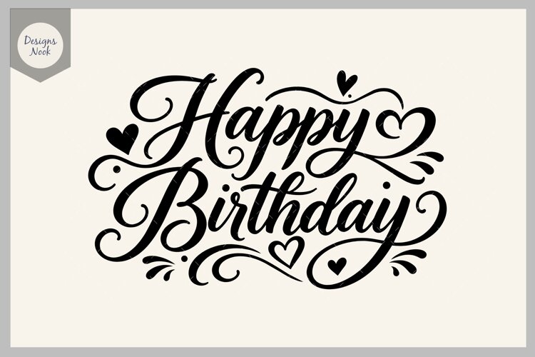 Happy Birthday SVG, Birthday Lettering SVG, Elegant Script example image 1
