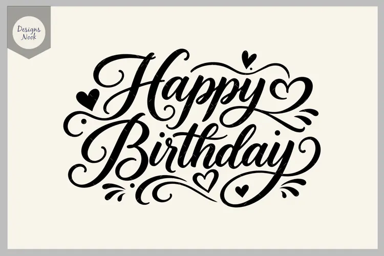 Happy Birthday SVG, Birthday Lettering SVG, Elegant Script
