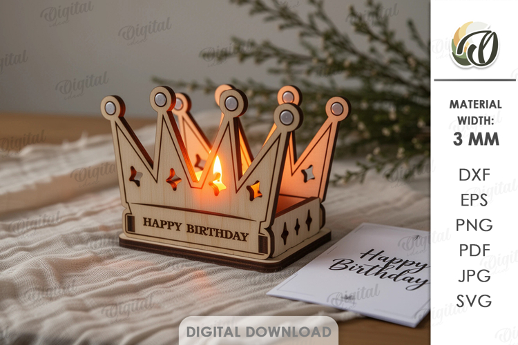 Happy Birthday Candle Holder Laser Cut. Candle Holder SVG