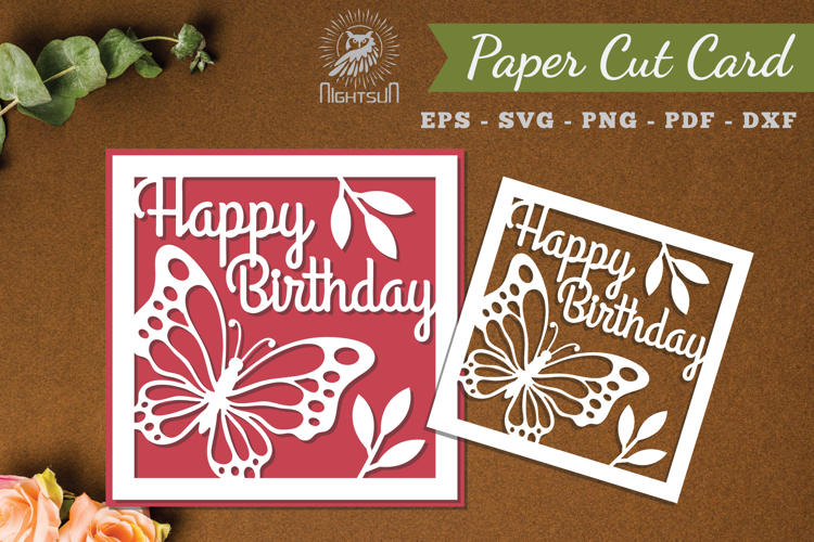 Happy Birthday Papercut Card SVG