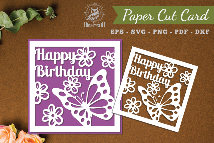 Happy Birthday Papercut Card SVG