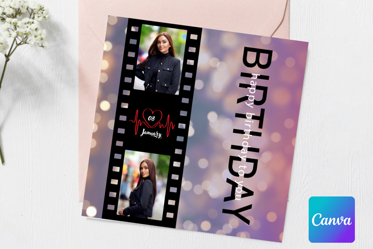 Happy Birthday Template Canva. Drag and drop photo Canva.